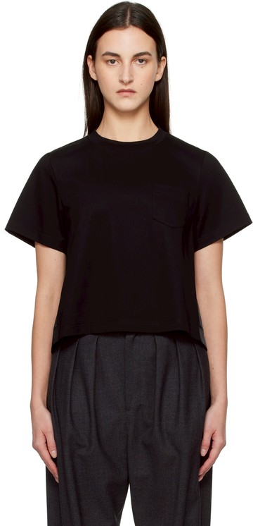 sacai 黑色 Mix Cotton Jersey T 恤