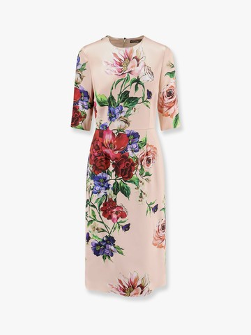 Satin dress with iconic floral print - DOLCE & GABBANA - gender_Woman