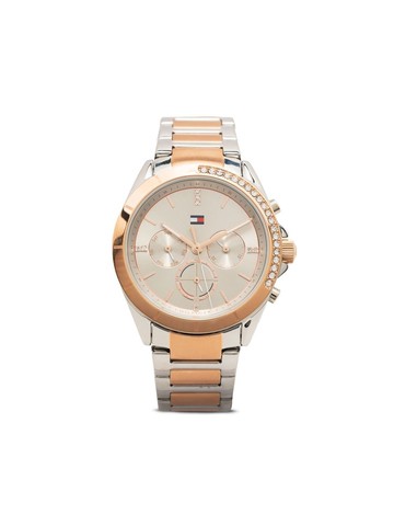 Tommy Hilfiger - crystal-encrusted quartz 38mm - women - glass/stainless steel - One Size - Grey