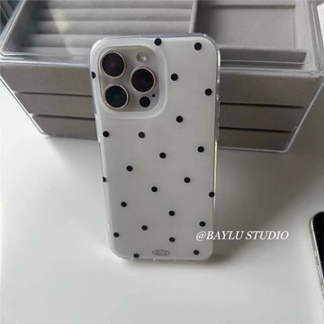BAYLU STUDIO極簡ins白底黑色波點經典適用于蘋果16ProMax手機殼iPhone15Pro小眾14少女心13氣質清新12高級感