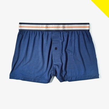 短版平口褲 ▶越界-橘線 權貴藍【超細纖維】