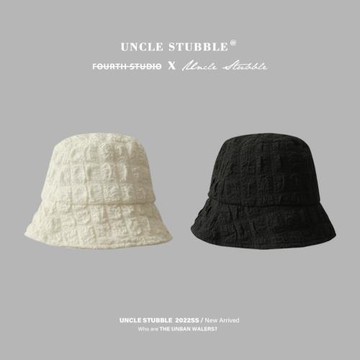 出口韓國東大門盆帽2025年流行泡泡面料女生水桶帽子米白色漁夫帽