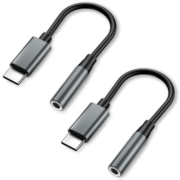 Goospery Type-C轉3.5mm耳機轉接頭  2個  14cm  深灰色