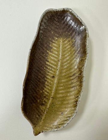 柴燒點心盤  木材燒製 落灰 自然紋理  葉盤