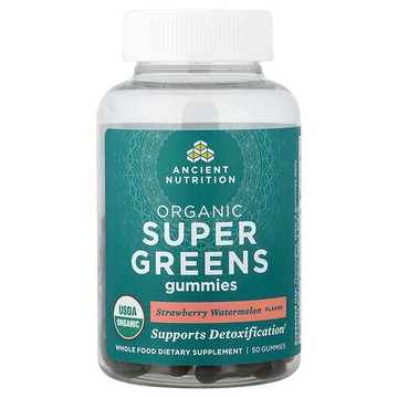 Ancient Nutrition, 有機 Super Green 軟糖，草莓西瓜味，50 粒軟糖