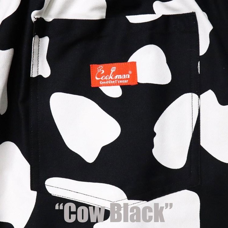 クックマンcook man シェフパンツ COW ブラック　牛柄