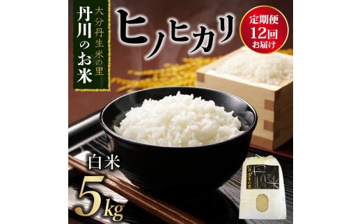 丹生米の里 丹川のお米 ヒノヒカリ白米 5kg×12回お届け定期便