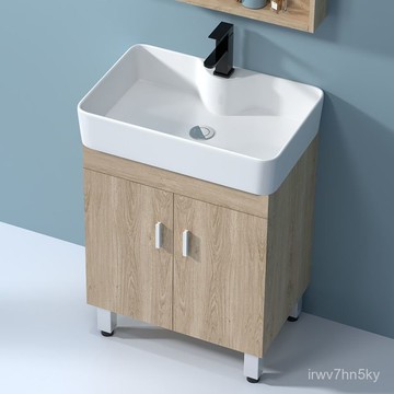 全臺可上門安裝 開立統編 小戶型實木浴室櫃組閤落地式原木色洗臉盆櫃洗手盆衛生間小洗漱臺