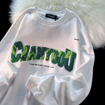 無帽衛衣長袖T恤美式高街女寬松bf慵懶風情侶裝長袖上衣潮百搭春秋新款