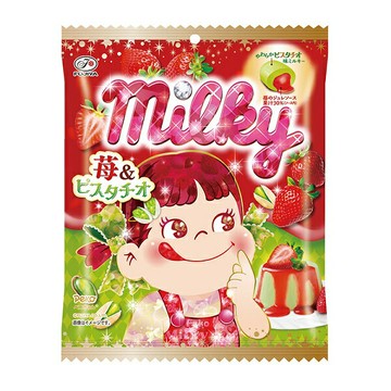 【江戶物語】FUJIYA 不二家 Milky 開心果草莓牛奶風味糖 62g 硬糖 Peko 牛奶糖 草莓季 日本進口