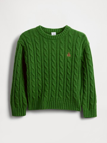 男幼童裝 小熊刺繡圓領長袖針織衫 CashSoft系列-綠色