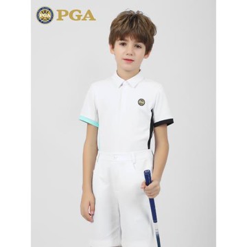 PGA 兒童高爾夫服裝 男童夏季短袖T恤 運動面料彈力透氣 吸濕排汗