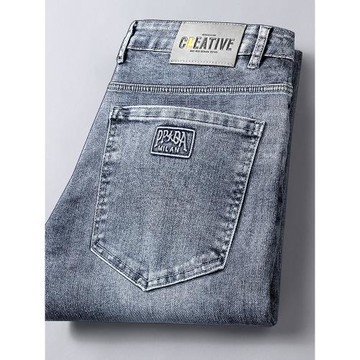 高級感彈力直筒牛仔褲男松寬商務休閑中高腰2025年春秋新款長褲子