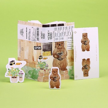 Shine×九口山MINI NOTE可愛小動物商店街之棕熊蜂蜜屋手賬本