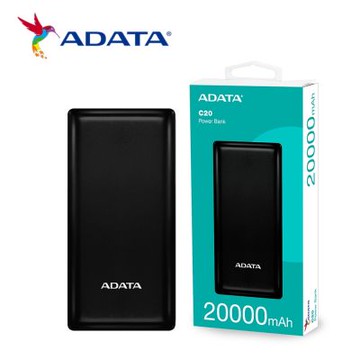 ADATA 威剛 C20 20000mAh 15W 3孔輸出 Type-C雙向快充 行動電源 (2色可選) 有WH標示