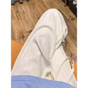 美式高街肌理感重磅白色休閑褲男夏季薄款直筒寬松垂感運動長褲子