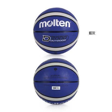 MOLTEN 12片橡膠深溝籃球-七號球 藍灰