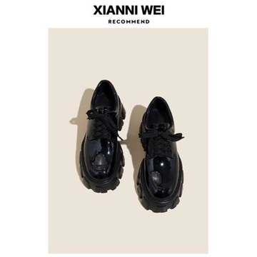 厚底松糕鞋劉雯同款增高小皮鞋女2025年新款英倫風樂福鞋jk單鞋女