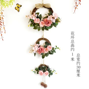 新款客廳入戶門掛件圣誕花環仿真花臥室門墻飾室內飾品創意家居