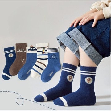 【5入一包】童襪 可愛襪子 汽車襪 撞色襪 條紋襪 字母結襪 兒童襪 男童襪 半筒襪 中筒襪 台灣出貨 台灣賣家