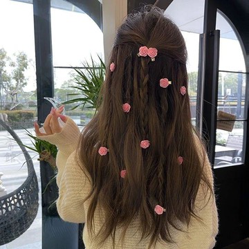 🔥3件8折🍊台北出貨🍊可開發票 甜美粉色髮夾山茶花少女系列髮卡春天拍照發飾茶編髮髮夾邊夾頭飾