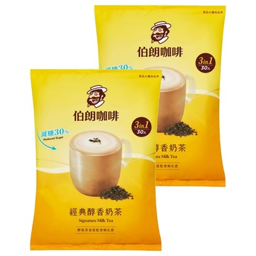 金車 MR.BROWN 伯朗咖啡 經典醇香減糖奶茶三合一  17g  2套  30個裝
