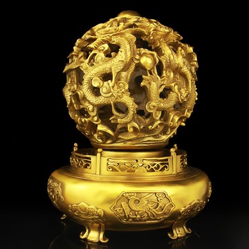 純黃銅九轉乾坤時來運轉龍鼎客廳辦公室家居裝飾招財擺件開業禮品