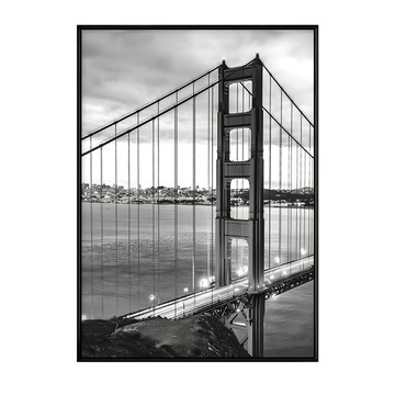 舊金山 金門大橋 黑白 framed print  40 x 30cm  黑色