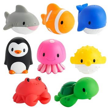 munchkin 滿趣健 動物海洋噴水洗澡玩具 Set 8 漂浮 發展手指協調能力  1盒