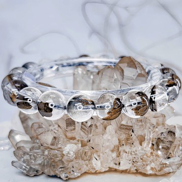 【母礦黑銀鈦】高品銀鈦晶 稀有礦 水晶手鍊手串 / 一物一拍