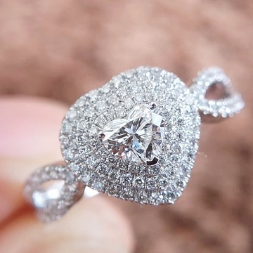 隔日到貨 愛在巴黎 愛心 滿鑽 閃亮亮 1克拉 莫桑鑽 八心八箭 戒指 可調式戒圍 戒指A18