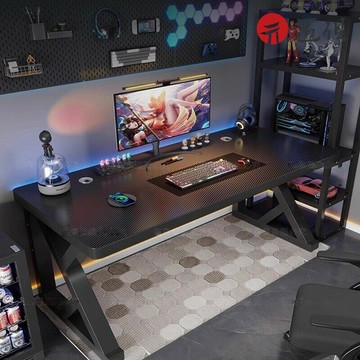 【匠俱】電競電腦桌 實木芯碳纖維電競桌 台式電腦桌 臥室辦公桌 學生學習桌 書桌 卧室桌子 辦公桌 游戲桌047