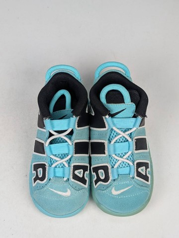 微瑕疵-左腳中底、鞋底泛黃 CK0825-403/8c Air More Uptempo Light Aqua (TD) 湖水綠 小童款
