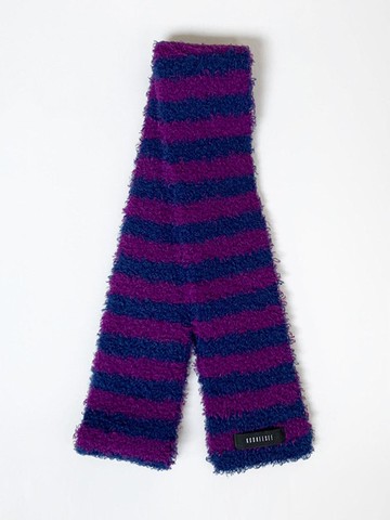 Hairy Stripe Knit muffler (Navy/Purple)