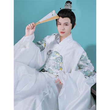 青璃 如夢霓裳漢服男明制圓領袍白 繡花織金中國風氣質秋冬日常款
