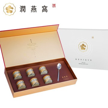 【潤燕窩】24K極濃一品金燕6入禮盒-附訂製湯匙 100%現燉燕窩（燕窩、養生、禮盒）