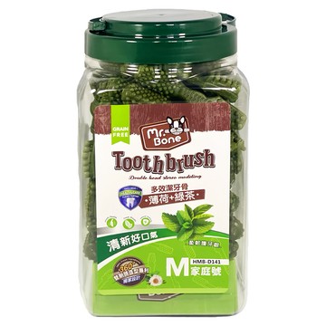 Mr.Bone 多效潔牙骨 雙頭立體造型 清新好口氣  薄荷 + 綠茶  1.2kg  1桶