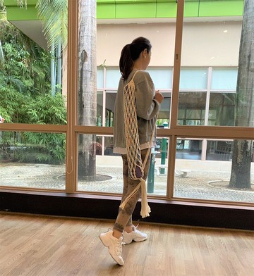 手工編織瑜伽墊收納袋 流蘇背帶