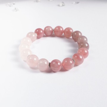 漸變紫馬粉 - 桃花 x 人緣 x 生意緣 925純銀手環