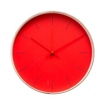 【現貨】Lovel 25cm 簡約玫瑰金框靜音時鐘-夕色橙紅（T722RD-RG）