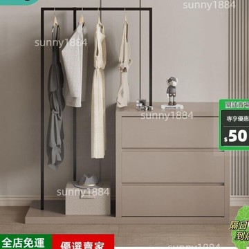 限時下殺??三只貓現代簡約實木梳妝斗櫃一體 帶衣架 收納櫃多功能轉角書桌