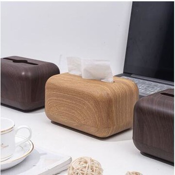 防胡桃木紋紙巾盒客廳家用民宿木製餐巾紙盒日式簡約木質抽紙盒子 99購物節