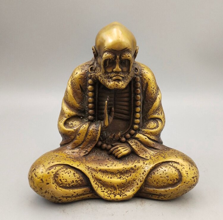 開光仿古純銅達摩祖師銅佛像禪意達摩菩提老祖古玩收藏風水擺件推薦