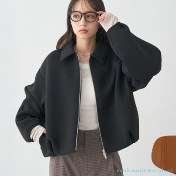 〚earth music〛紙板針織翻領拉鍊夾克外套