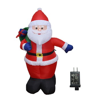 1.2m充氣耶誕老人背包 燈光耶誕裝飾品活動場地佈置道具 帶鼓風機和LED燈 美規 110V