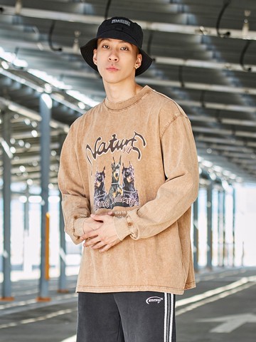 狗狗圖案薄長T上衣