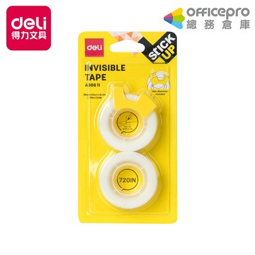 得力Deli小管芯隱形膠帶附切割器/18mmx20Y/2捲+1台/EA30611｜Officepro總務倉庫