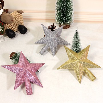 圣誕樹裝飾品粉色銀金樹頂星閃粉圣誕節道具20cm圣誕樹五角星星