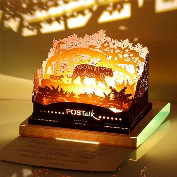 【新年賀卡】老虎 - POSTalk 紙藝術立體光影模型 野生動物系列