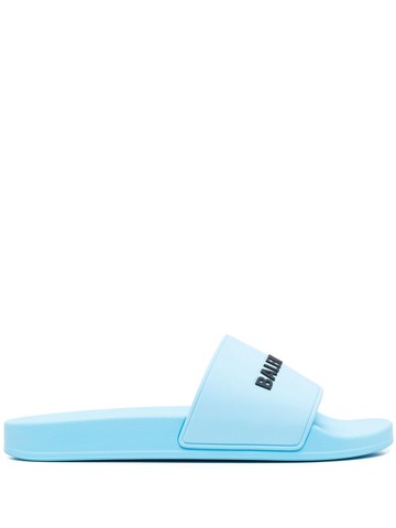 Balenciaga - logo-detail pool slides - men - Rubber/Rubber/Rubber/Fabric - 45 - Blue
